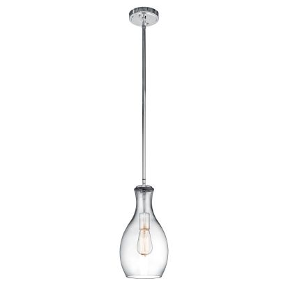 Kichler® 42456CHCLR Everly™ Lodge Country Rustic Transitional Pendant Light, (1) A-19 Incandescent Lamp, 100 W Fixture, 120 VAC, Polished Chrome Housing